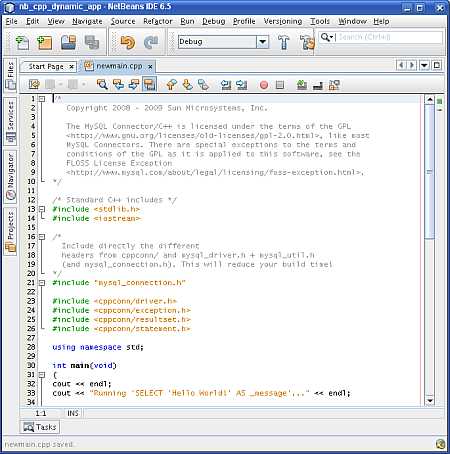 Copy example code into main C++ file